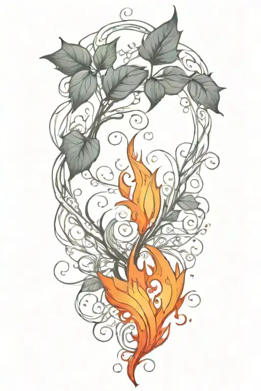 Fire Element Symbol And Draw Vines Growing