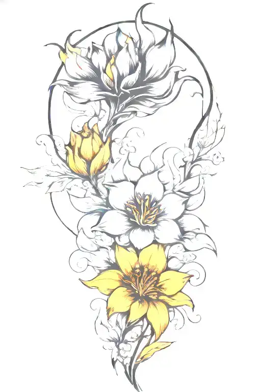 Fire Element Symbol And Draw Flowers Growing