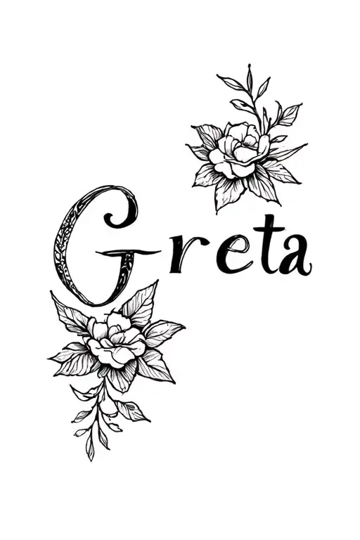 Written Name Greta With Decoration