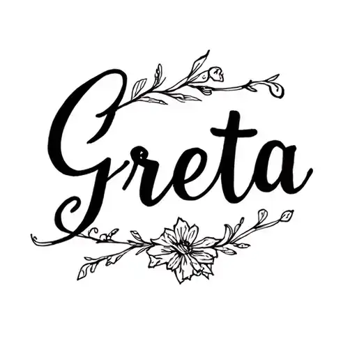 Written Name Greta With Decoration