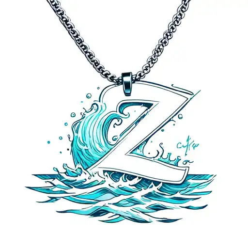 Surf's Up Big Z Necklace Infused With Avatar Water Symbol