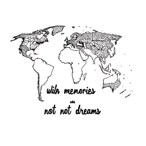 Travel Across World Map Plane Flying Text 'Die With Memories Not Dreams '
