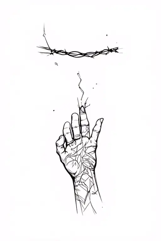 A Hand With Barbed Wire Above It