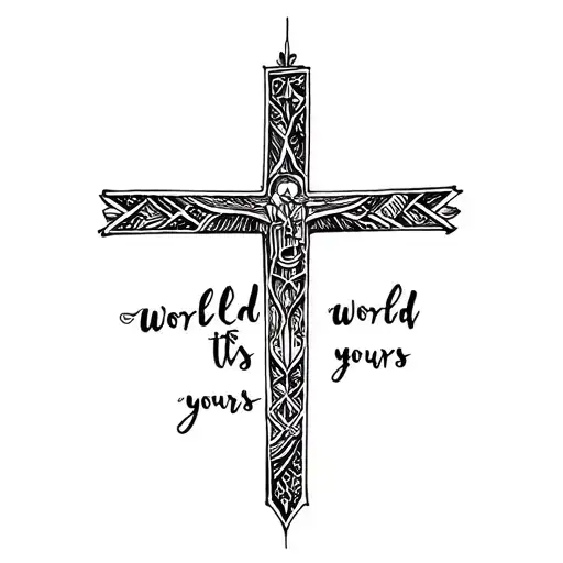 Cross With The World Is Yours Saying