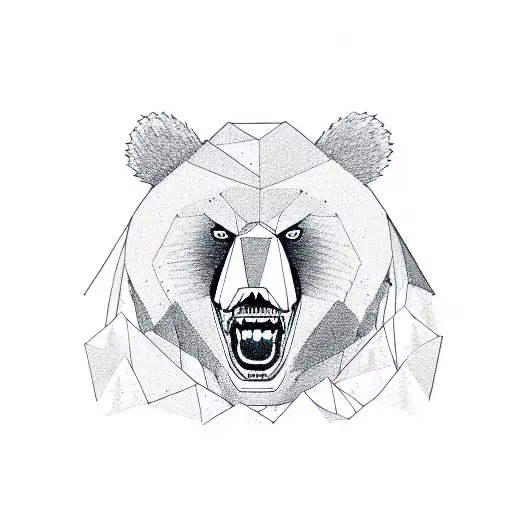 Roaring Bear That Fades Into A Forest