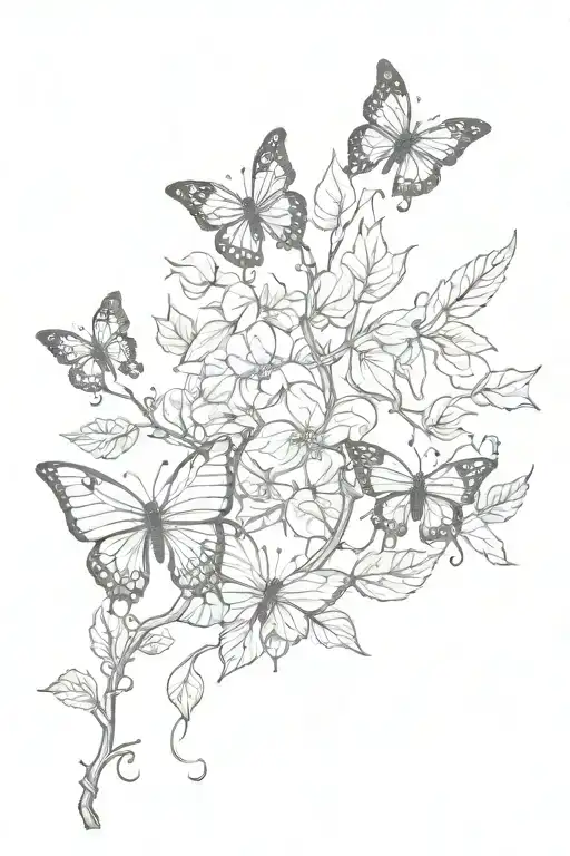 Poison Ivy Vine Wrapping With Butterflies Flying