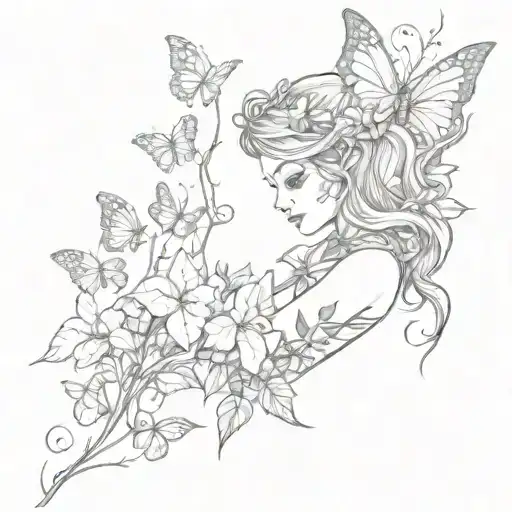 Poison Ivy Vines Wrapping Around Arm With Butterflies Flying