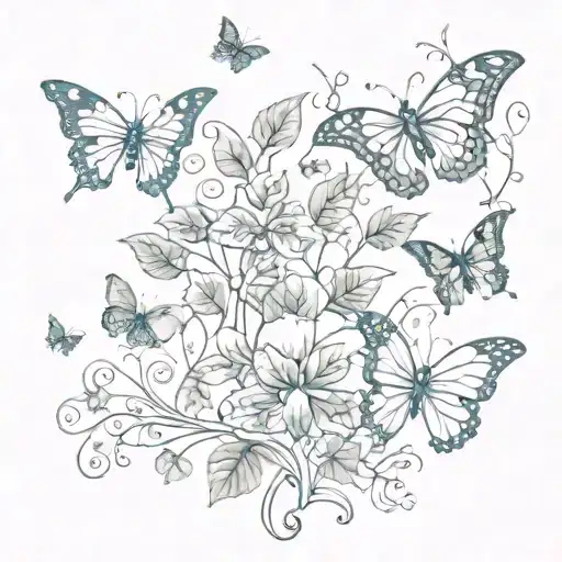 Ivy Vines With Butterflies