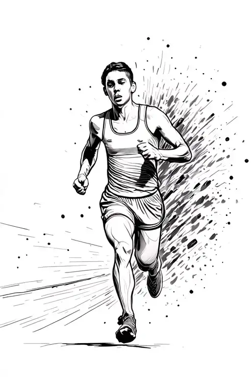 Long Distance Running Marathon Runner Surrounded