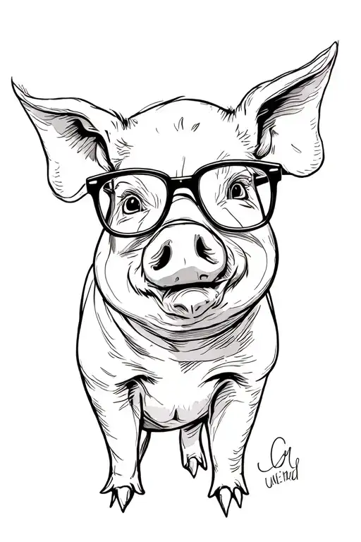 Pig Wearing Glasses