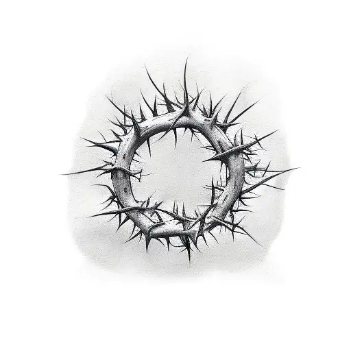 A Sketch-style Tattoo Of A Crown Of Thorns Surrounded By Thorny Vines
