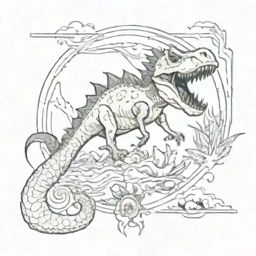 Dinosaur Fossil And Mermaid Mashup