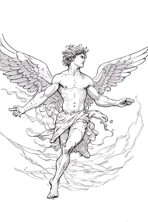 Winged Athletic Figure Surrounded