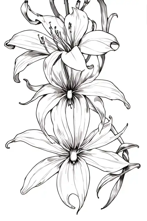 Blur Spider Lily With A Spider Hanging From It