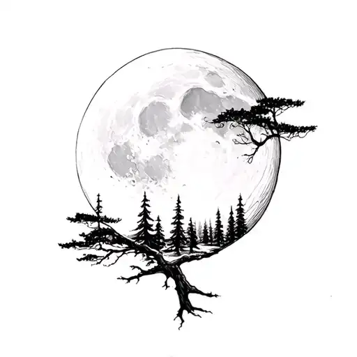 Forest With Large Moon