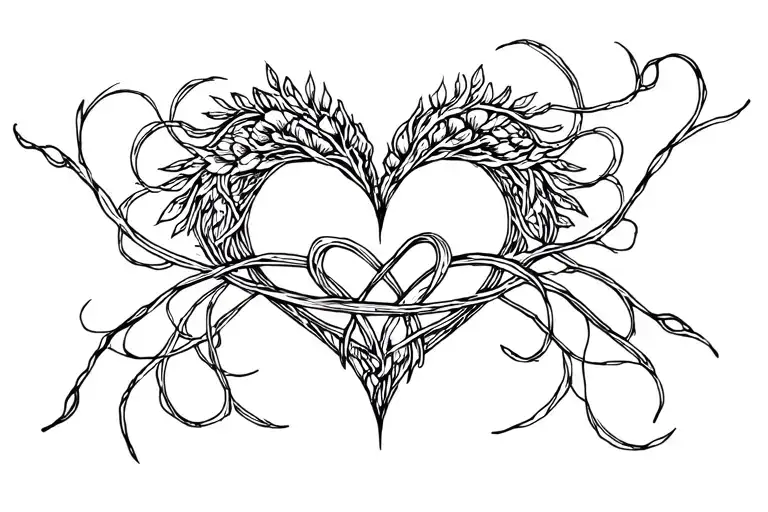 Life Line With Heart Intertwined