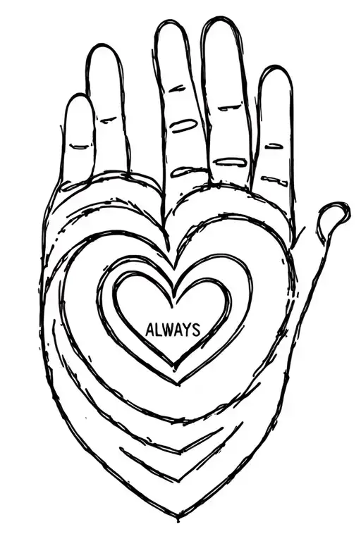 Heart Shaped Thumb Print With Life Line And Always And Forever Sign
