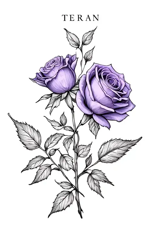 Birth Flower Intertwined Violet With Name Terran And Rose With Name Griffin