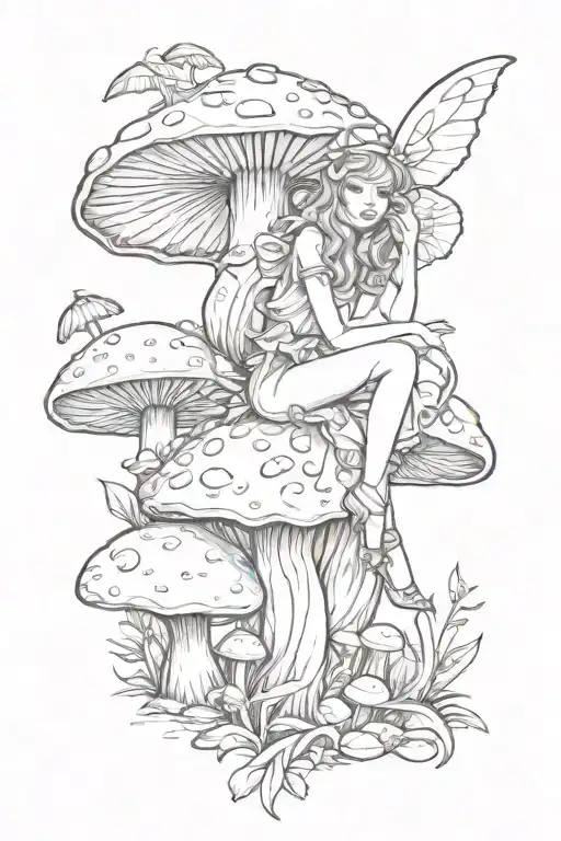 Fairy Lying On A Mushroom