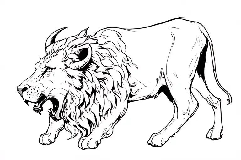 Lion Bites The Bull's Neck