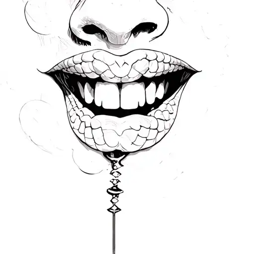 A Mouth With Snake Eyes Piercing
