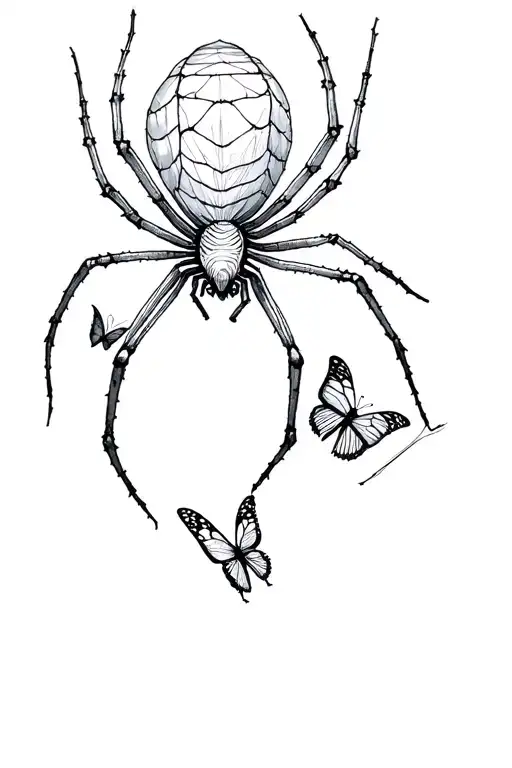 Spider And Butterflies