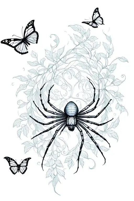 Spider And Butterflies Vine Wrapping