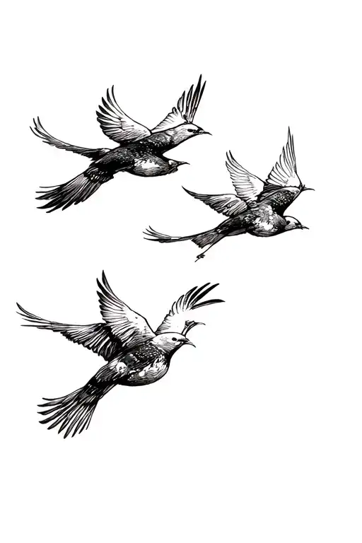 4 Birds Flying Away