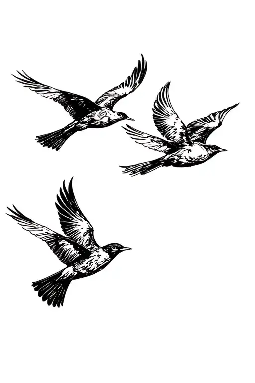 4 Birds Flying Away