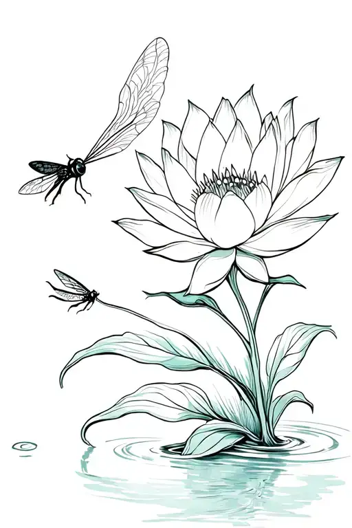 Whimsical Lotus Flower And A Firefly