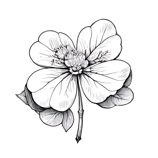 Three Leaf Clover And Cherry Blossom