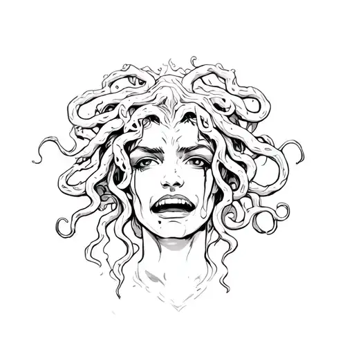 Crying But Smiling Medusa Gorgon