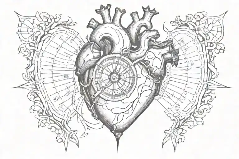 Anatomical Heart With A Compass