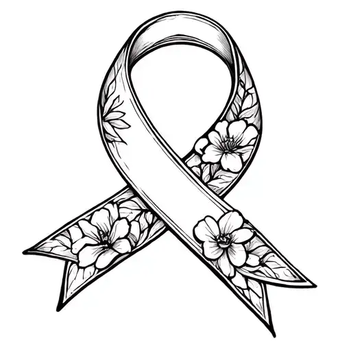 Cancer Ribbon With Flowers