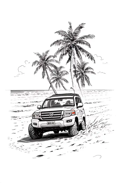 4X4 Land Cruiser Driving On A Beach