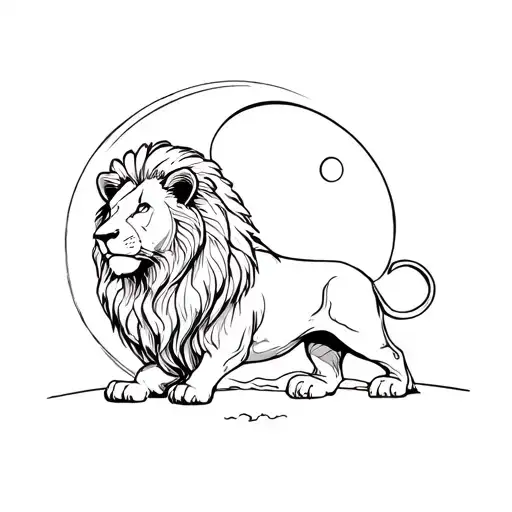 Lion Looking At The Moon Simple