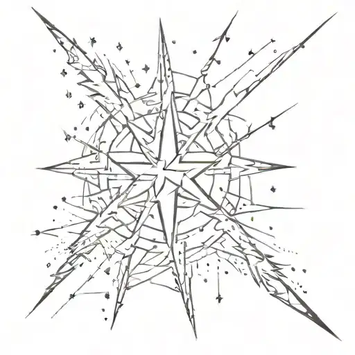 Lightning Bolt Striking And North Star Constellation