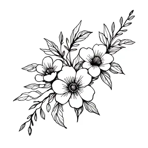 Fine Line Delicate Flowers