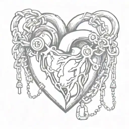 Human Heart With A Lock And Chain Wrapped Around It