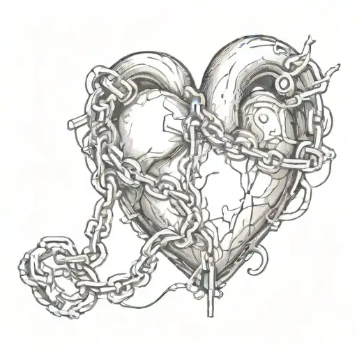 Human Heart With A Lock And Chain Wrapped Around It