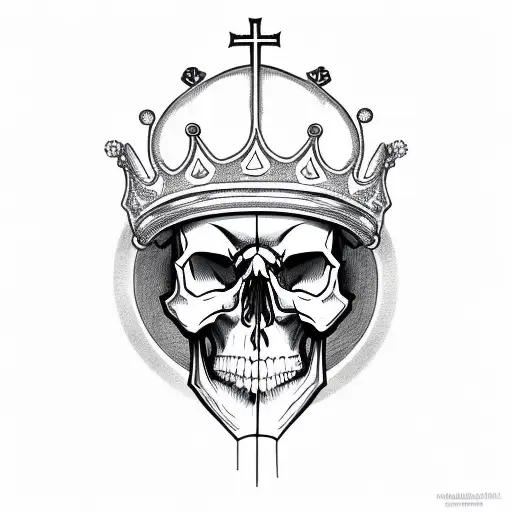 Skull With Crown Surrounded By Holy Light Side View