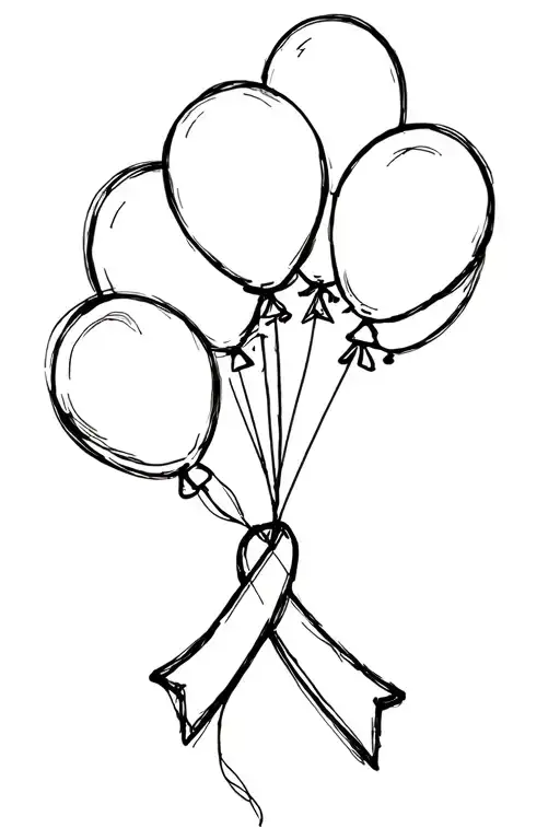 Awareness Ribbon Tying Balloons Together