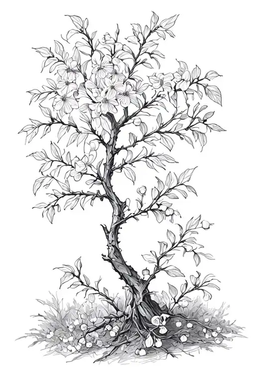 Lilly Of The Valley And Hawthorn Tree With Flowers