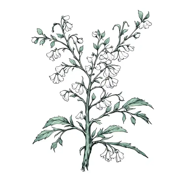 Lilly Of The Valley And Hawthorn Tree With Flowers