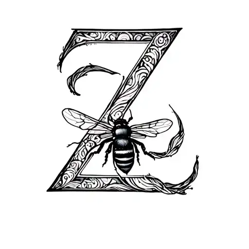 Letter Z And A Bee