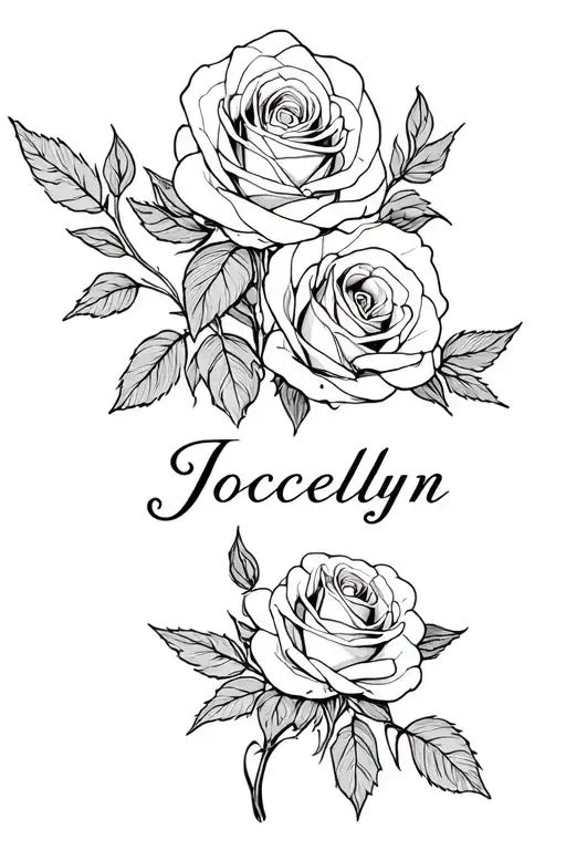 Roses And The Name Jocelyn In The Middle Of The Roses