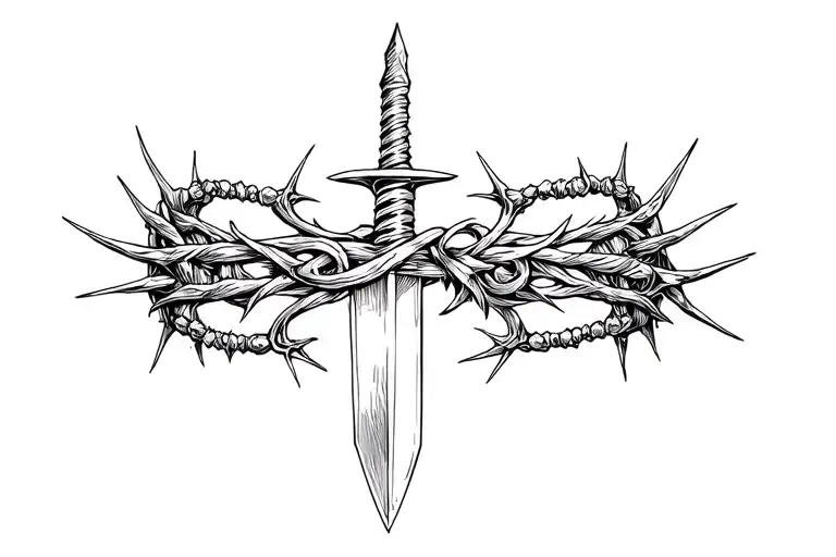 Bracelet With Thorns And Dagger Going