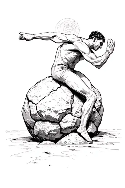 Sisyphus Pushing Boulder