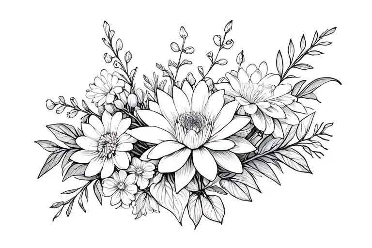 Chrysanthemum Larkspur Waterlilly Primrose And Lilly Of The Valley Bouquet