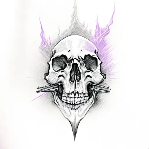 Scary Skulls Inside Purple Fire